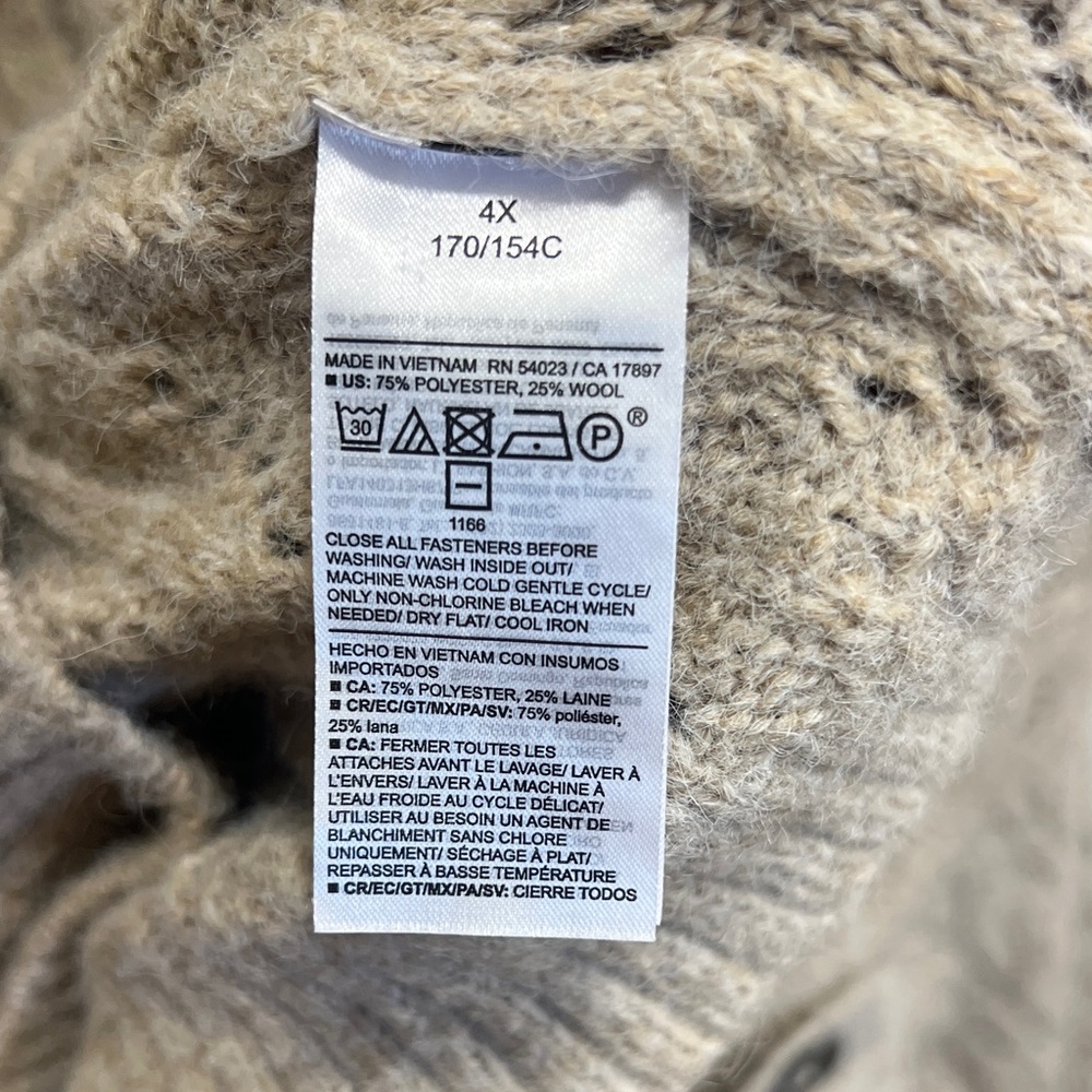 Old Navy Neutral Beige Cable-Knit Sweater Cardigan 4X - Picture 7 of 8